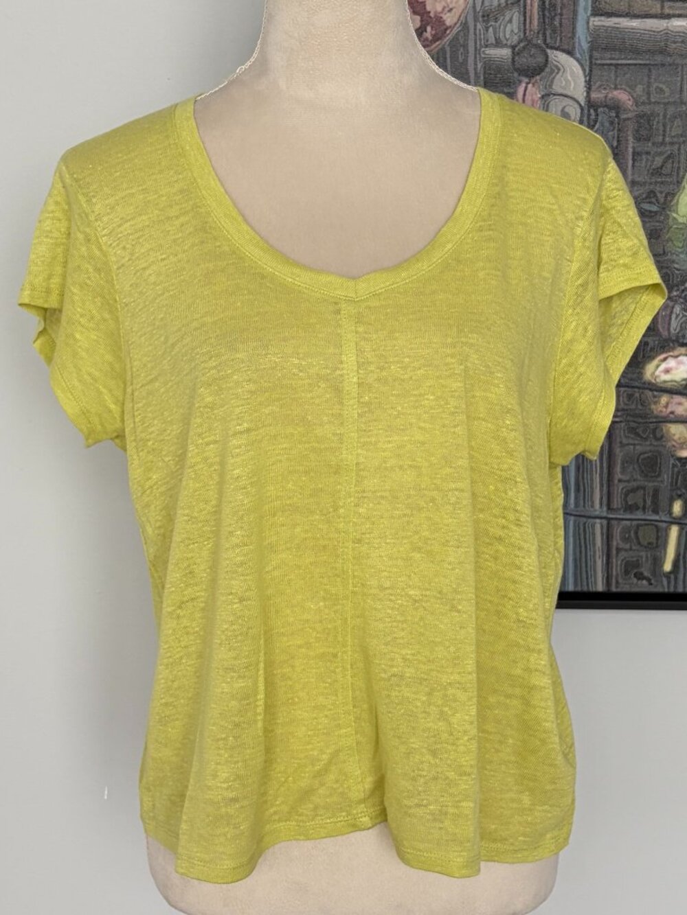 NWOT Sigrid Olsen Lime Green Linen Shirt L